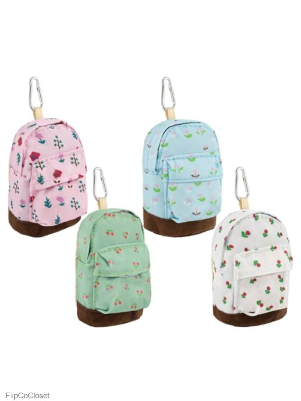Mini Backpack Keychain Set of 4 Coin Purse Cash Wallet Zipper Pouch